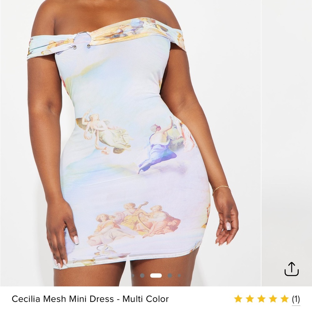 Fashion Nova Off-Shoulder Mini Dress - Pastel Multi